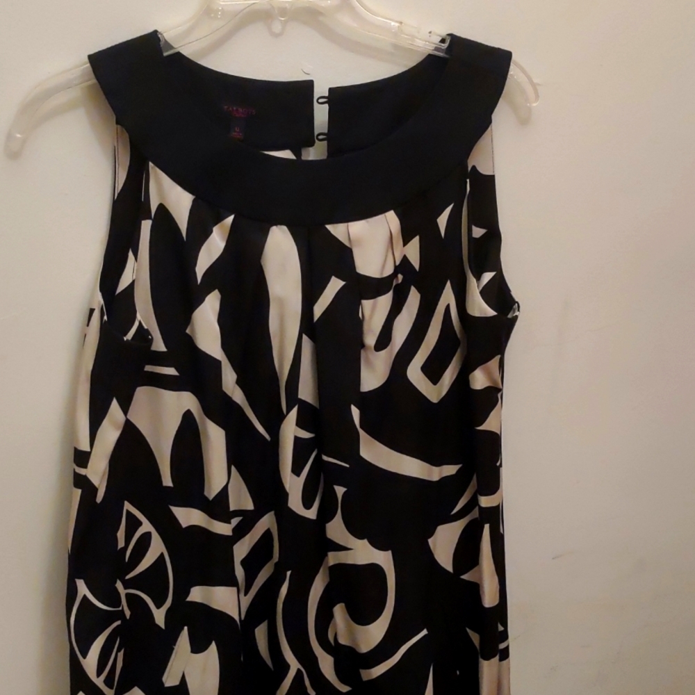 NWOT TALBOTS Black and Cream Geometric/Animal Print Sleeveless Dress